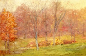 Bosque Painting - Lluvia de otoño paisaje impresionista Julian Alden Weir bosque